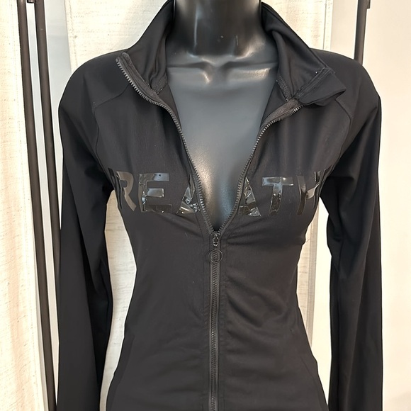 Missguided Black Active Workout Stretch long sleeve zip up jacket top 4 - Picture 6 of 9